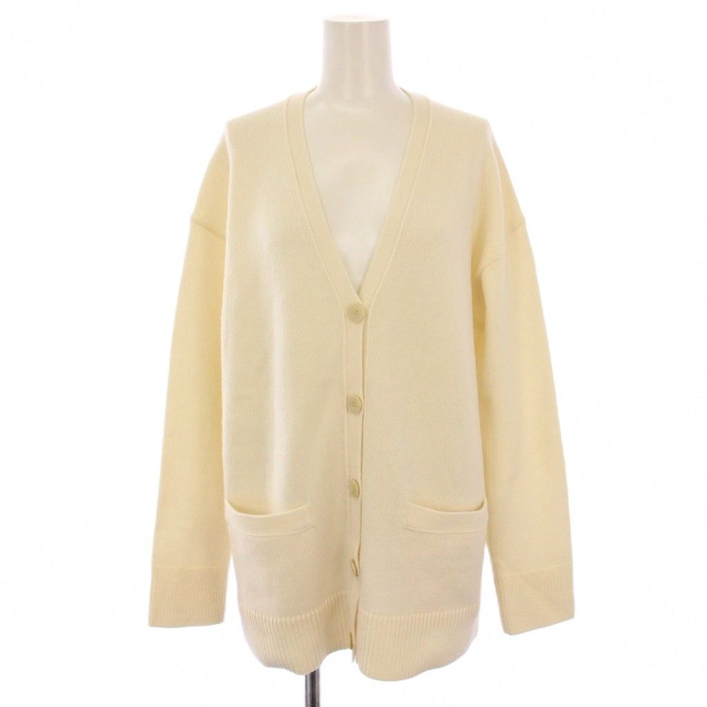 セオリー Theory 23 AW LANA CASH BOXY OS CARDI J ニット カーディガン 長袖 Vネック ウール カシミヤ S 白 01 3303702 BM