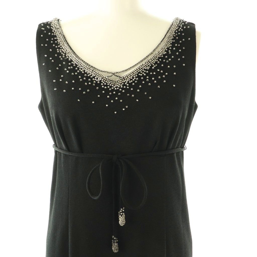 シビラ SYBILLA ノースリーブワンピース ロング ビジュー装飾 M