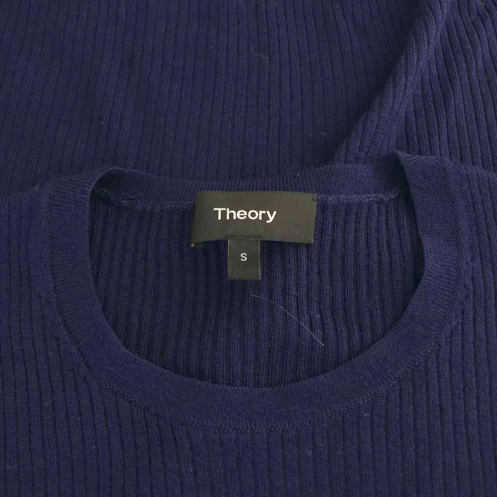 未使用に近い　メンズ　theoryセオリー　長袖リブウールニット　M セオリー Theory ニット カットソー 長袖 リブ ウール S ネイビー /DO