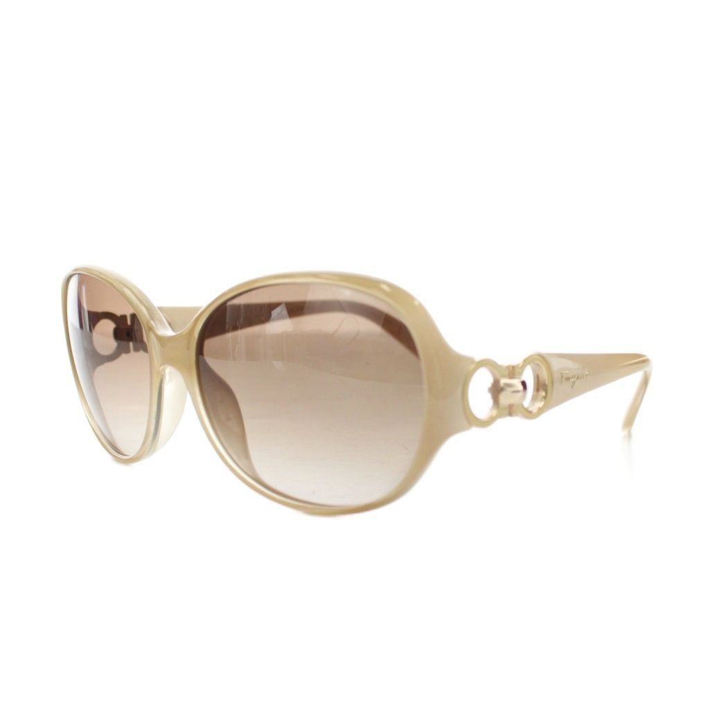 サルヴァトーレフェラガモ Salvatore Ferragamo ガンチーニ サングラス プラスチック ベージュ 茶 ブラウン SF 601 S AN 25 OH