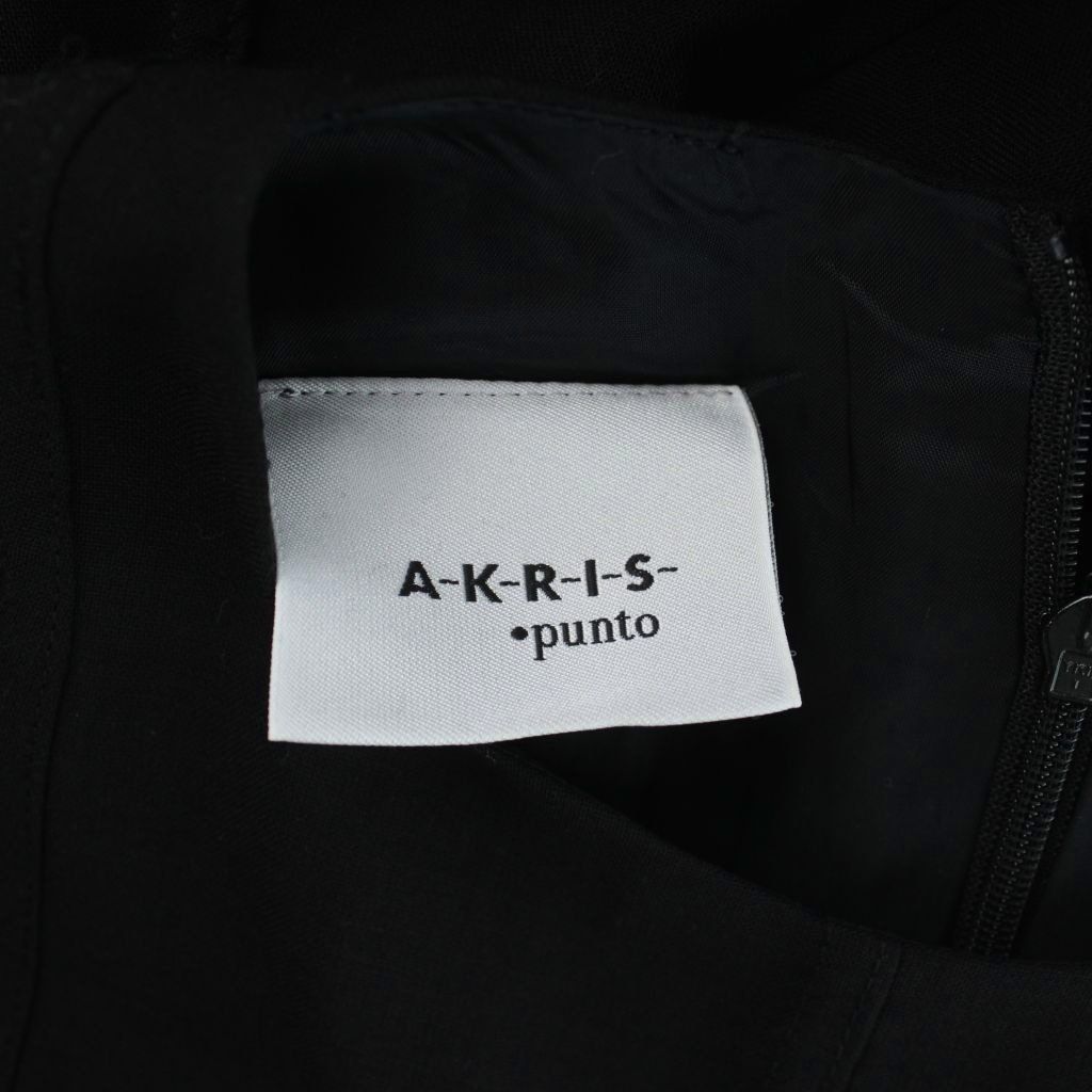 アクリス AKRIS ワンピース ロング ウール 黒 ブラック ノースリーブ