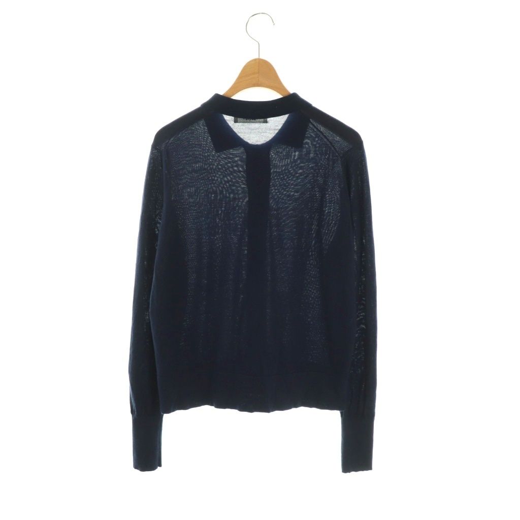 エブール ebure 24 AW スーパーファインウール カーディガン ニット ネイビー DF OS