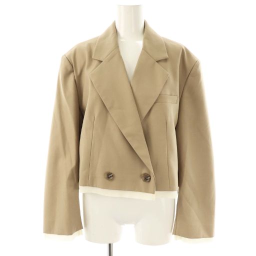 シールーム リン Sea Room lynn セットアップ レイヤードショートテーラードジャケット×Basic タックテーパードパンツ F M ベージュ HK OS