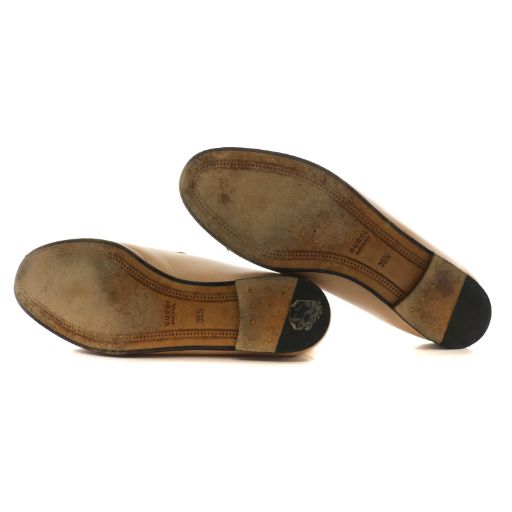 グッチ GUCCI ホースビットローファー シェリーライン 35.5 ベージュ