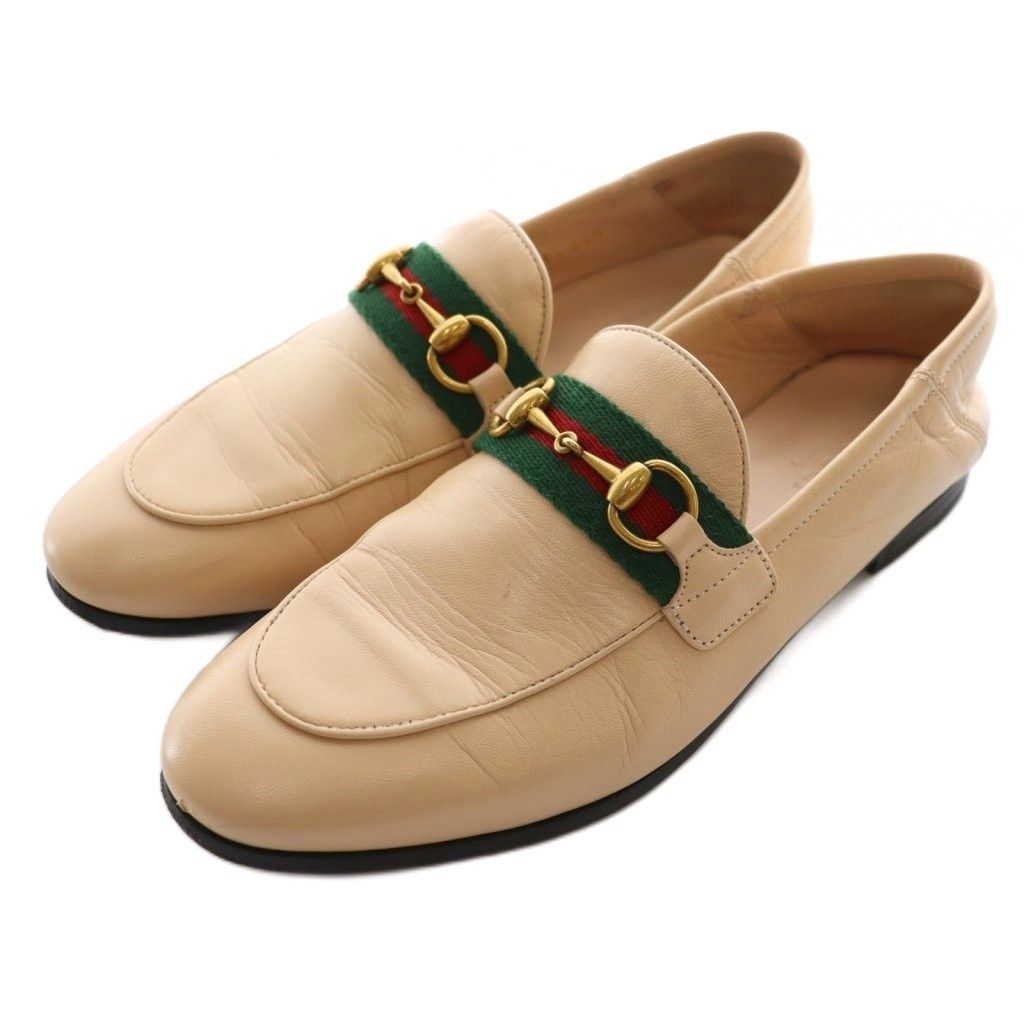 グッチ GUCCI ホースビットローファー シェリーライン 35.5 ベージュ