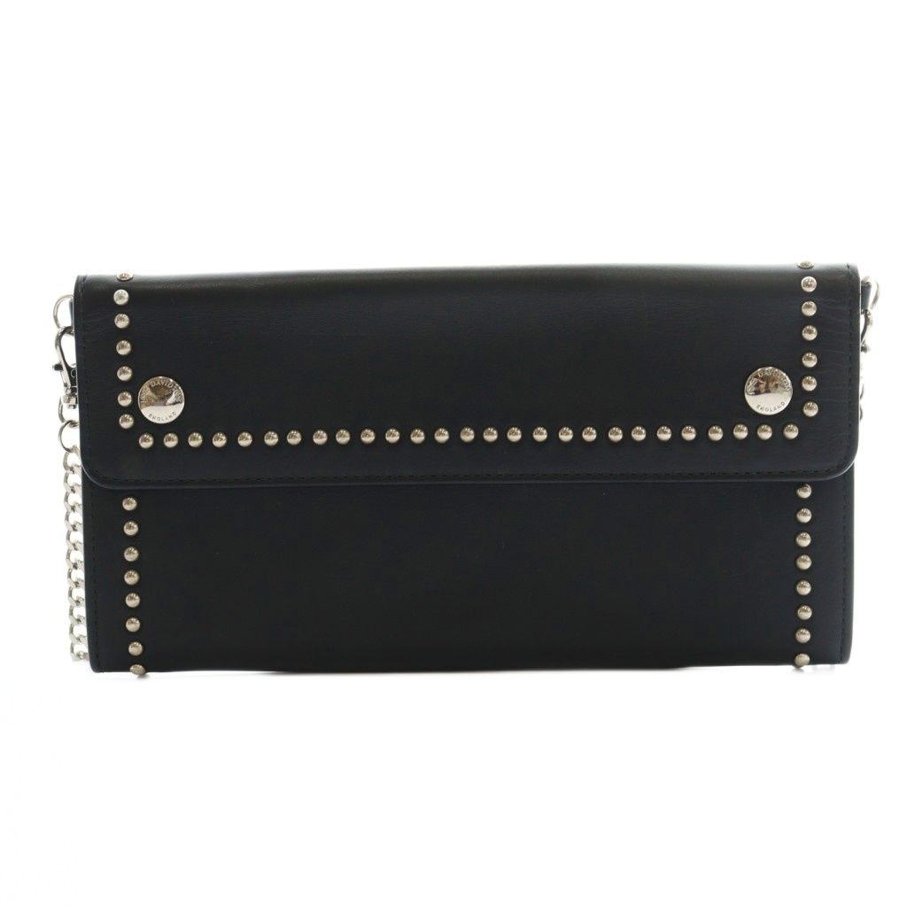 美品✨ジェイアンドエムデヴィッドソン スタッズ チェーン ウォレット トラベル J&M DAVIDSON(ジェイアンドエムデヴィッドソン) トラベルポーチウィズ