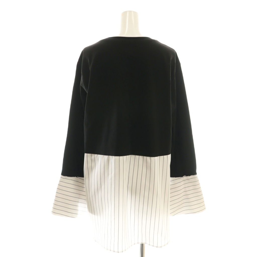 ダイアグラム グレースコンチネンタル Diagram GRACE 25 AW レイヤードカットソー ドッキング ストライプ 36 ブラック ホワイト CX OS