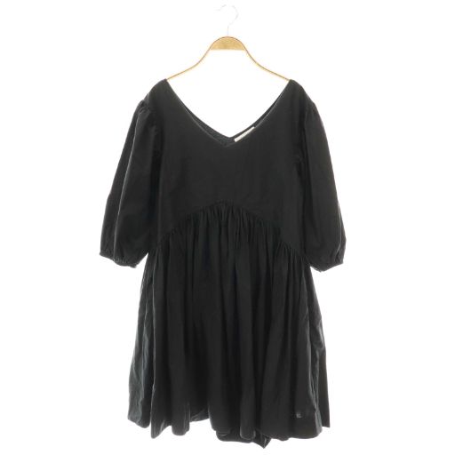 マーレット Merlette Vネックギャザーワンピース 膝丈 XS ブラック /HK
