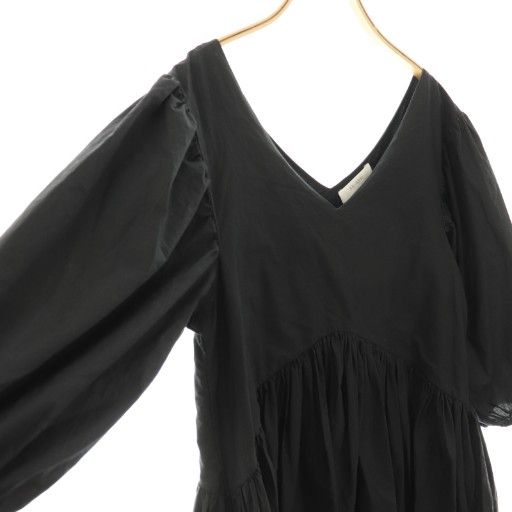 マーレット Merlette Vネックギャザーワンピース 膝丈 XS ブラック /HK