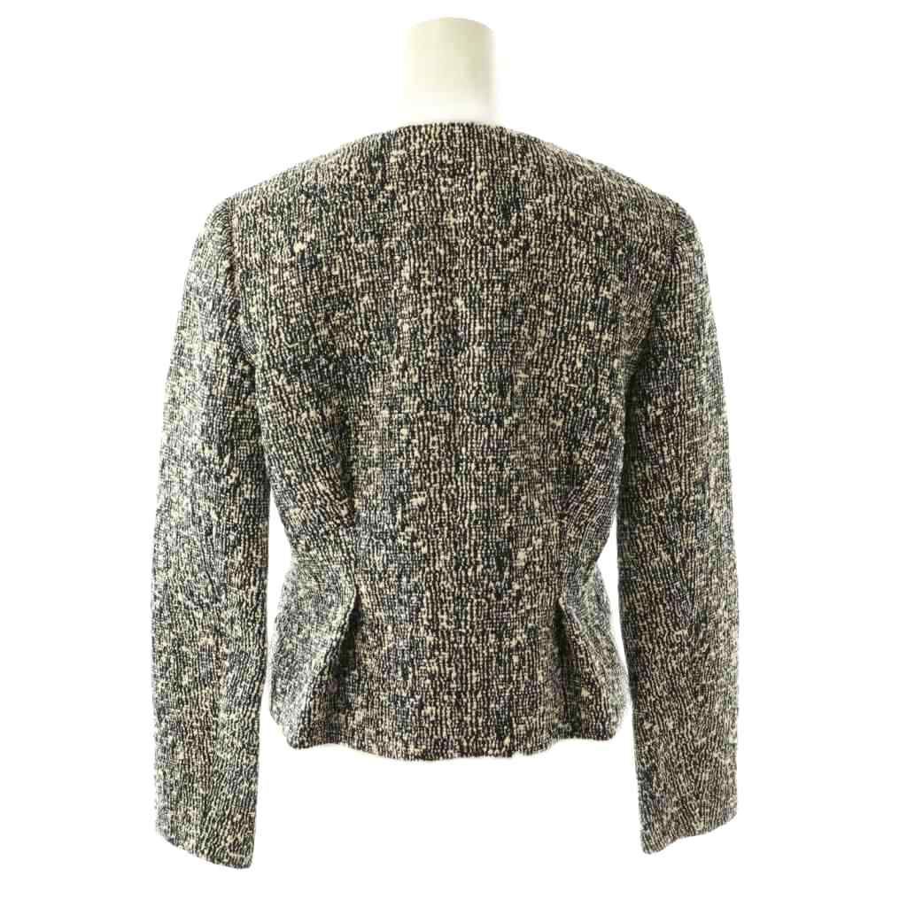 ヨーコチャン YOKO CHAN ノーカラーフリンジツイードジャケット 36