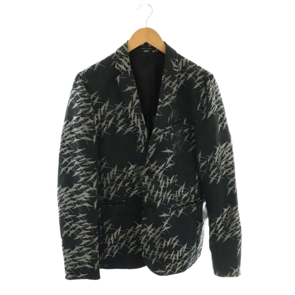極美品 エンポリオアルマーニ 幾何学 ジャガード テーラードジャケット 46 極美品 エンポリオアルマーニ 幾何学 ジャガード テーラードジャケット