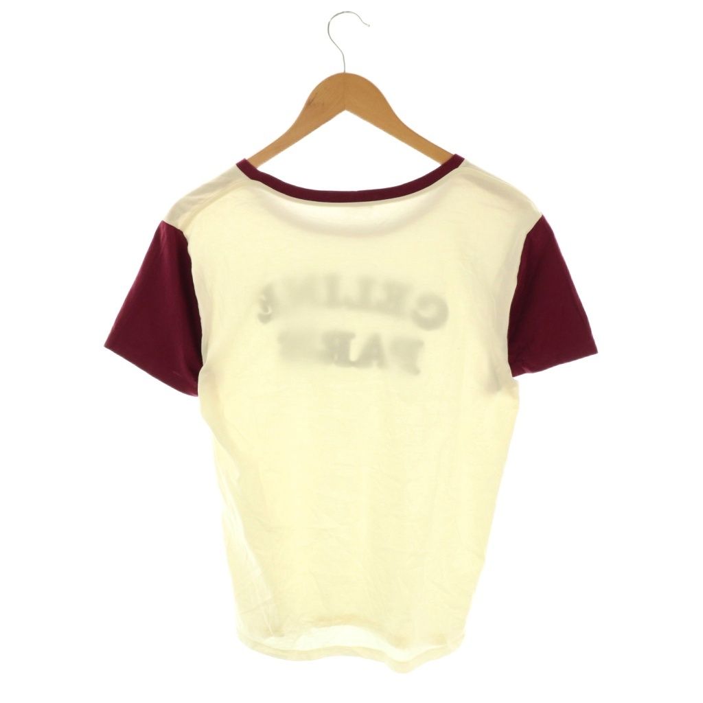 セリーヌ CELINE フロッキーロゴ Tシャツ カットソー 半袖 コットン M アイボリー 赤 黒 NR OS SH