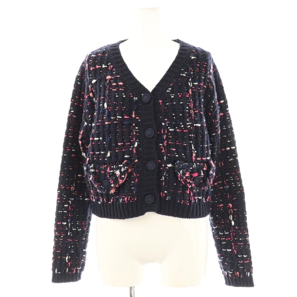 チェスティ Chesty ニットセットアップ カーディガン フ スカート F ネイビー マルチ ES OS