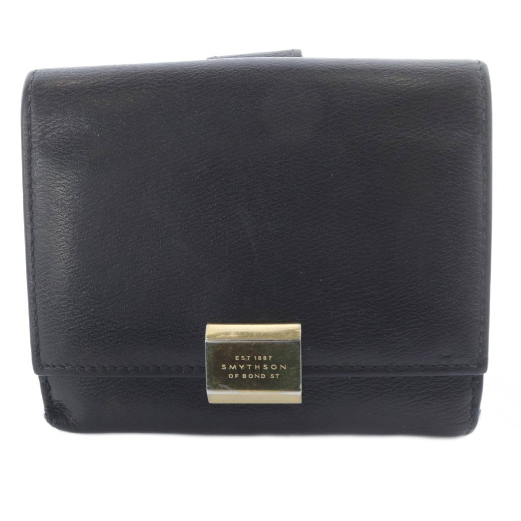 スマイソン SMYTHSON 財布 二つ折り レザー ブラック /YO18 - メルカリ