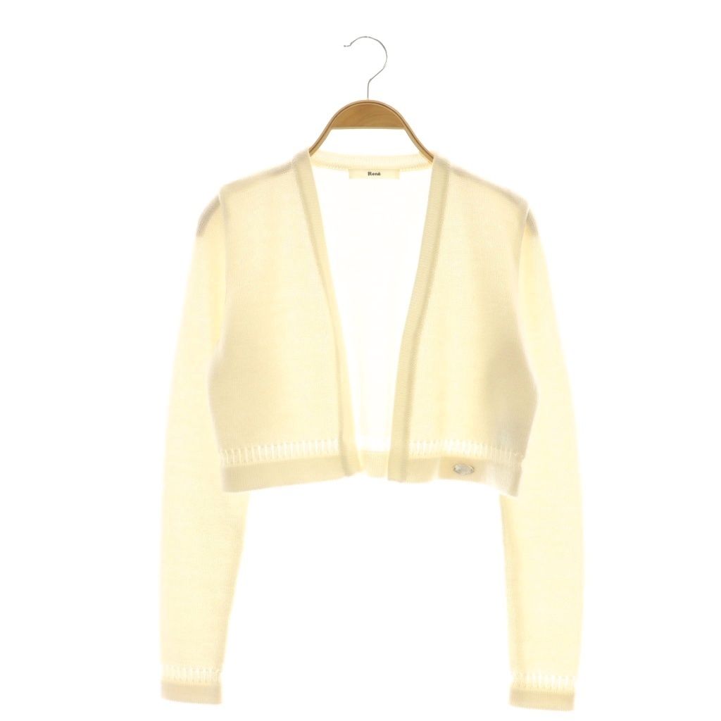 ルネ　Rene　ボレロ　白　36　美品 ルネ Rene ウール混ニットボレロ カーディガン クロップド 36