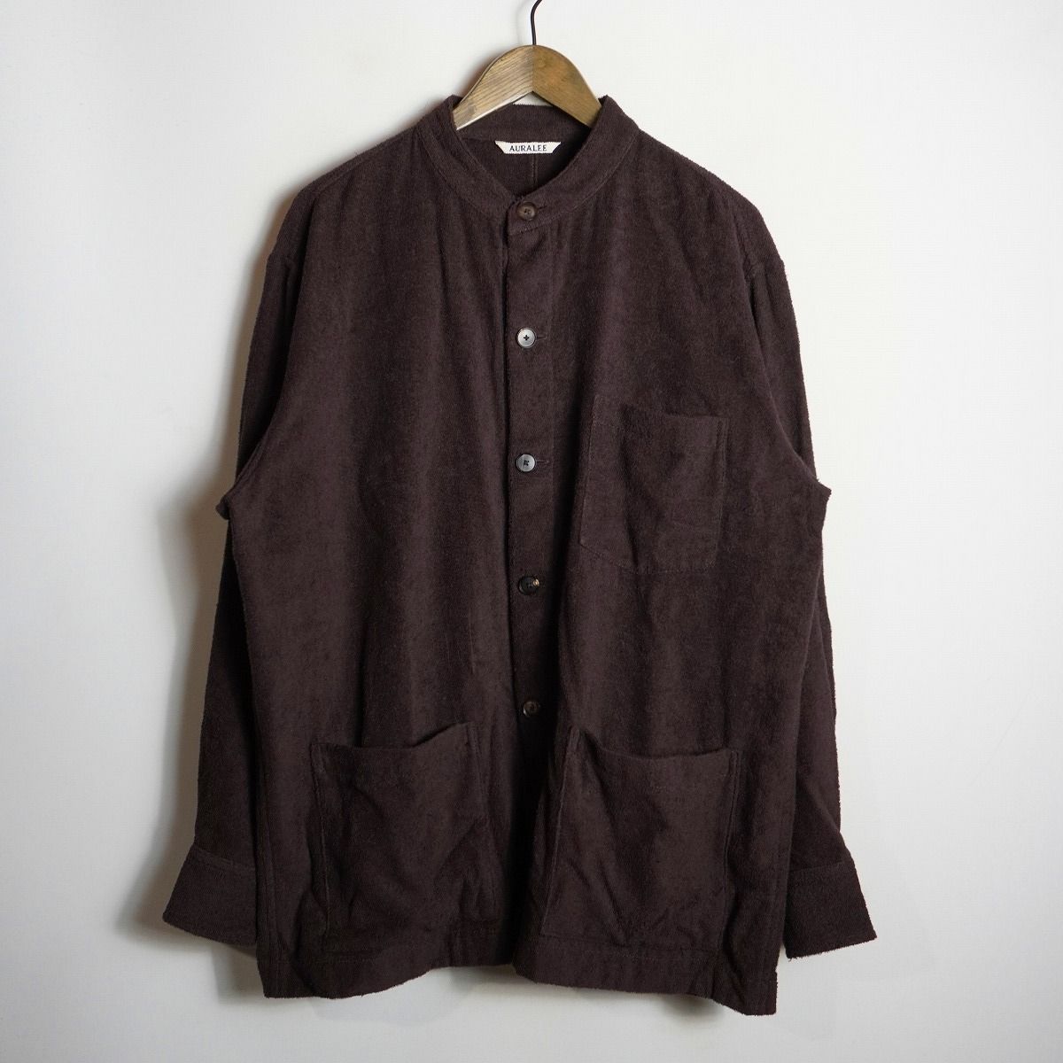 正規 22 SS AURALEE オーラリー ORGANIC COTTON TERRY CLOTH SHIRT BLOUSON パイル地 シャツ ジャケット ブルゾン 茶318 P