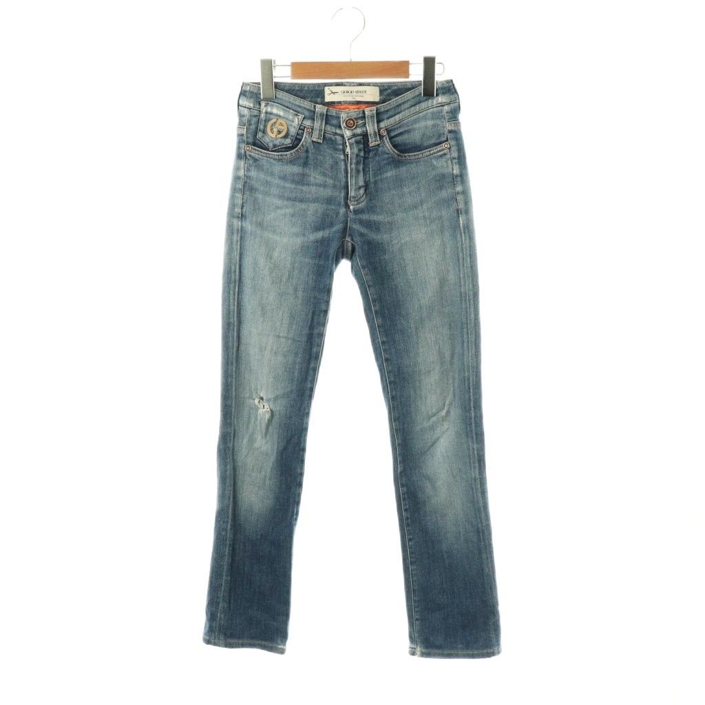 ジョルジオアルマーニ GIORGIO ARMANI 加工ストレッチスキニーデニムパンツ 25 インディゴブルー DO OS