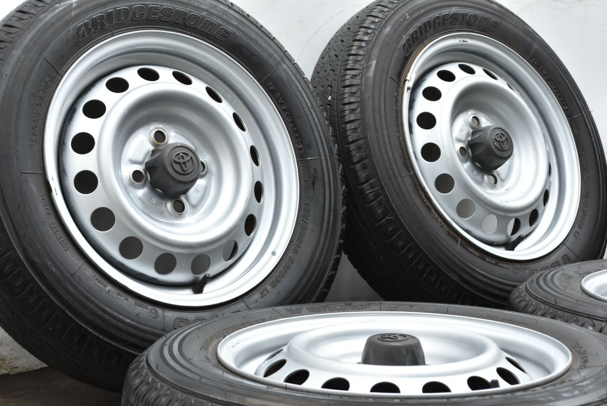 製 バリ溝 トヨタ プロボックス スチール 14 in 5 J 39 PCD 100 ブリヂストン V 600 155 80 R LT サクシード 流用