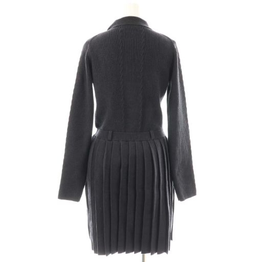 ハーリップトゥ Her lip to 25 AW Margot Pleated Knit Mini Dress ワンピース ミニ ニット M ネイビー HK OS