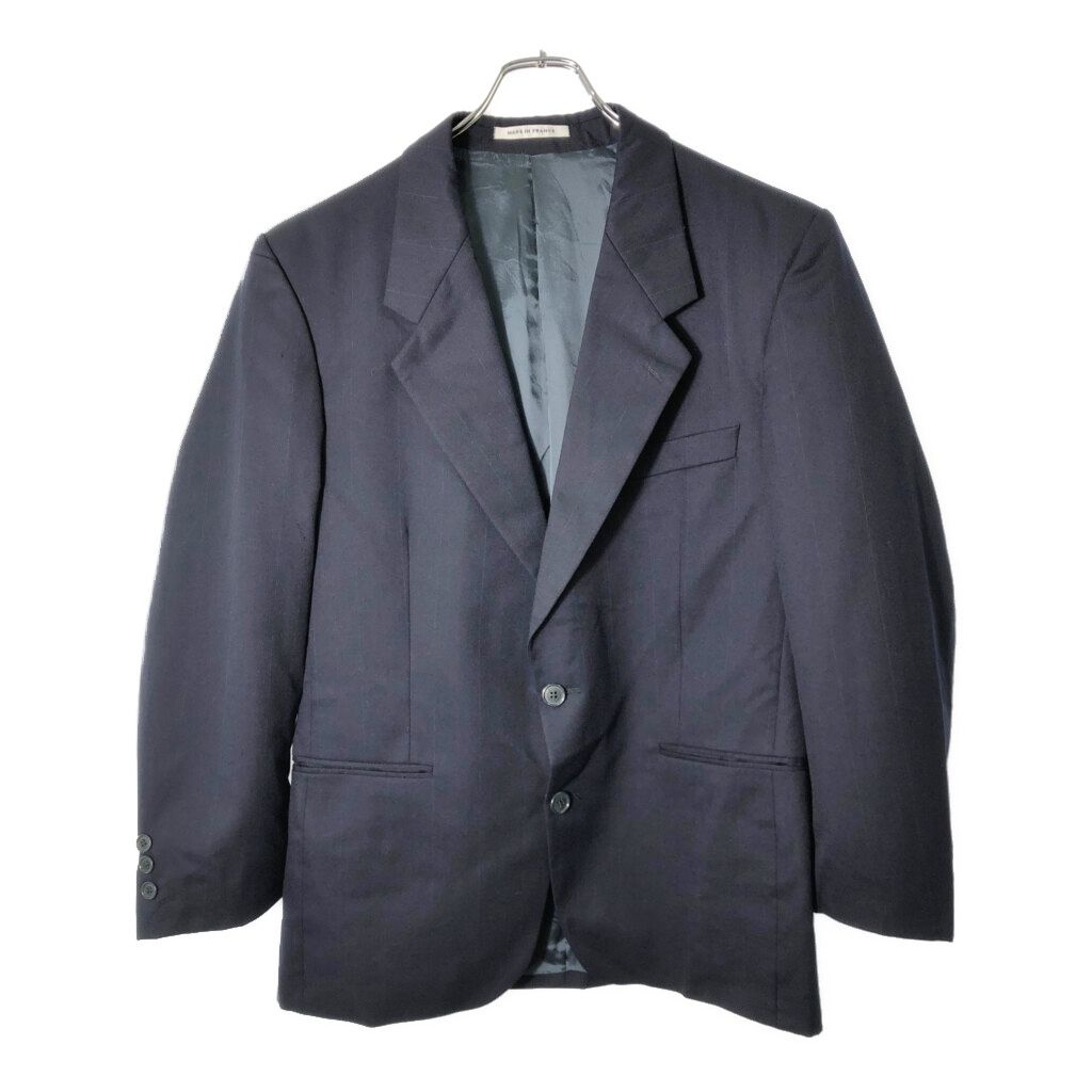90年代 フランス製 YVES SAINT LAURENT イヴ サンローラン テーラードジャケット ストライプ ネイビー メンズ S相当 古着 V 8956