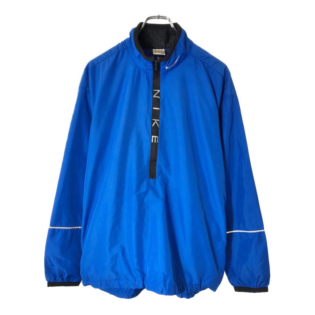90年代 NIKE ナイキ ハーフジップ ウィンドブレーカージャケット スポーツ ブルー メンズ M 古着 V 8957