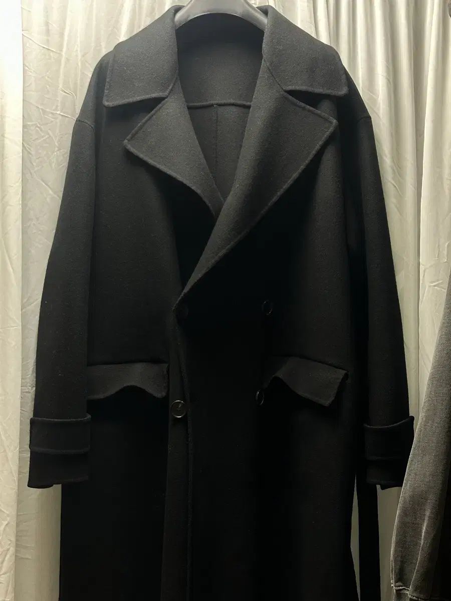 50 ママがり オーバーサイズ ダブル コート ブラック