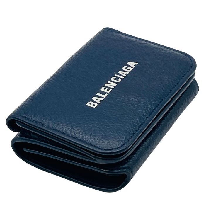 BALENCIAGA バレンシアガ エブリデイ コンパクトウォレット 三つ折財布 レザー ネイビー