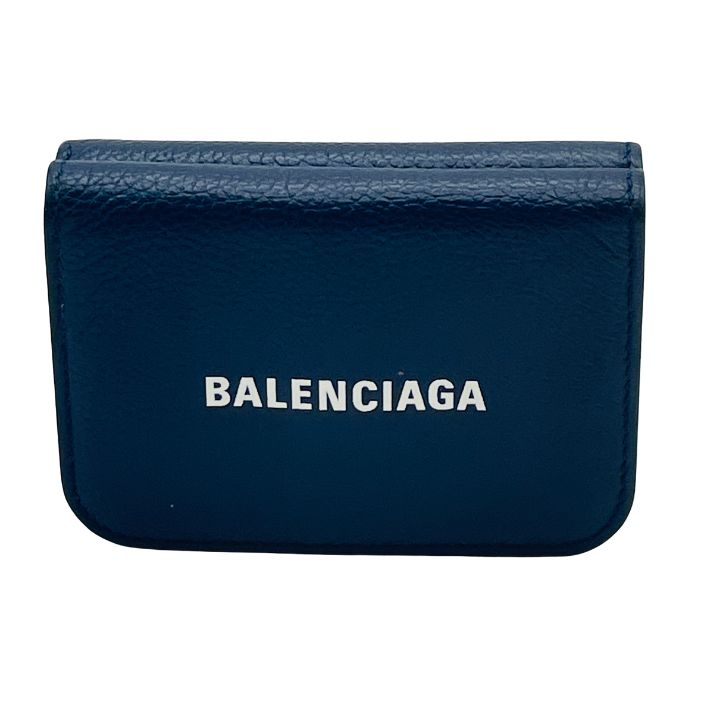 BALENCIAGA バレンシアガ エブリデイ コンパクトウォレット 三つ折財布 レザー ネイビー