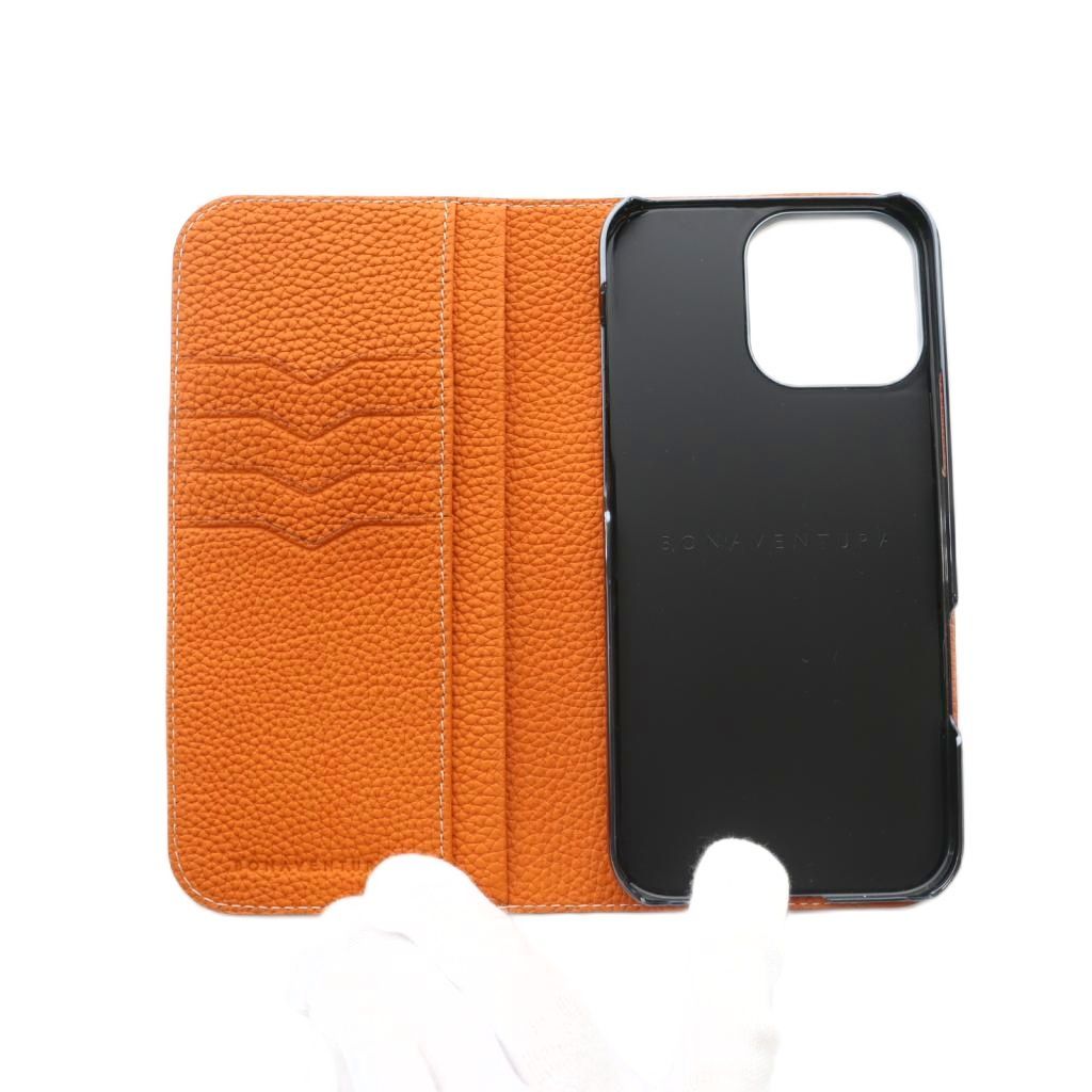 美品　BONAVENTURA iPhone15 ケース　オレンジ ボナベンチュラ BONAVENTURA iPhone15 Pro Max FOLIO DIARY CASE