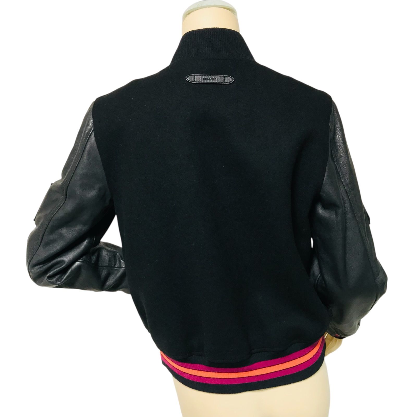 美品☆COACH・コーチ レディース マルチワッペン付き レザー切替し