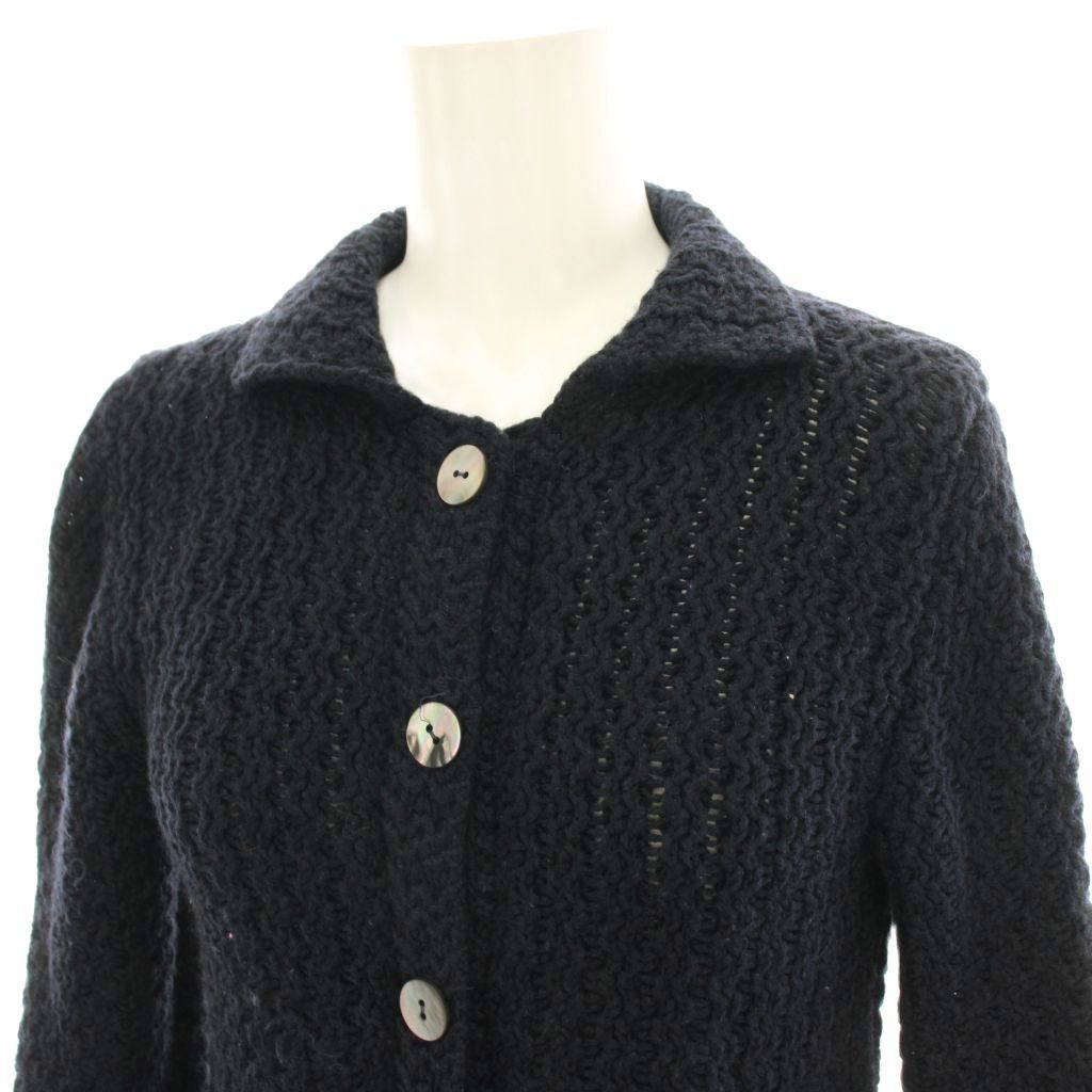 ザノーネ ZANONE ニットカーディガン 長袖 ウール 42 紺 ネイビー EZAN