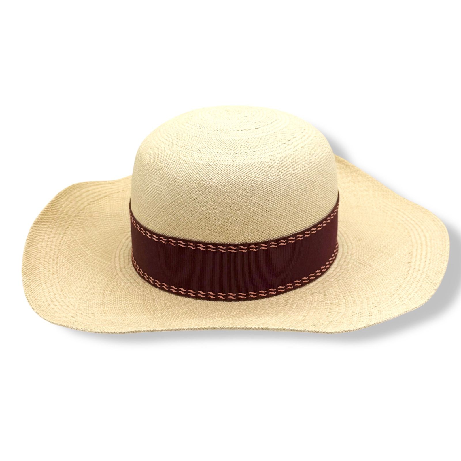 使用わずか エルメス ストローハット 麦わら帽子 トリニダード リボン