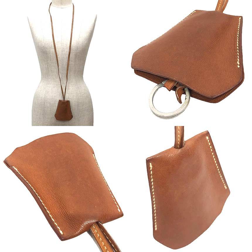 HERMES エルメス レザー クロシェット ネックレス キーベル キーリング