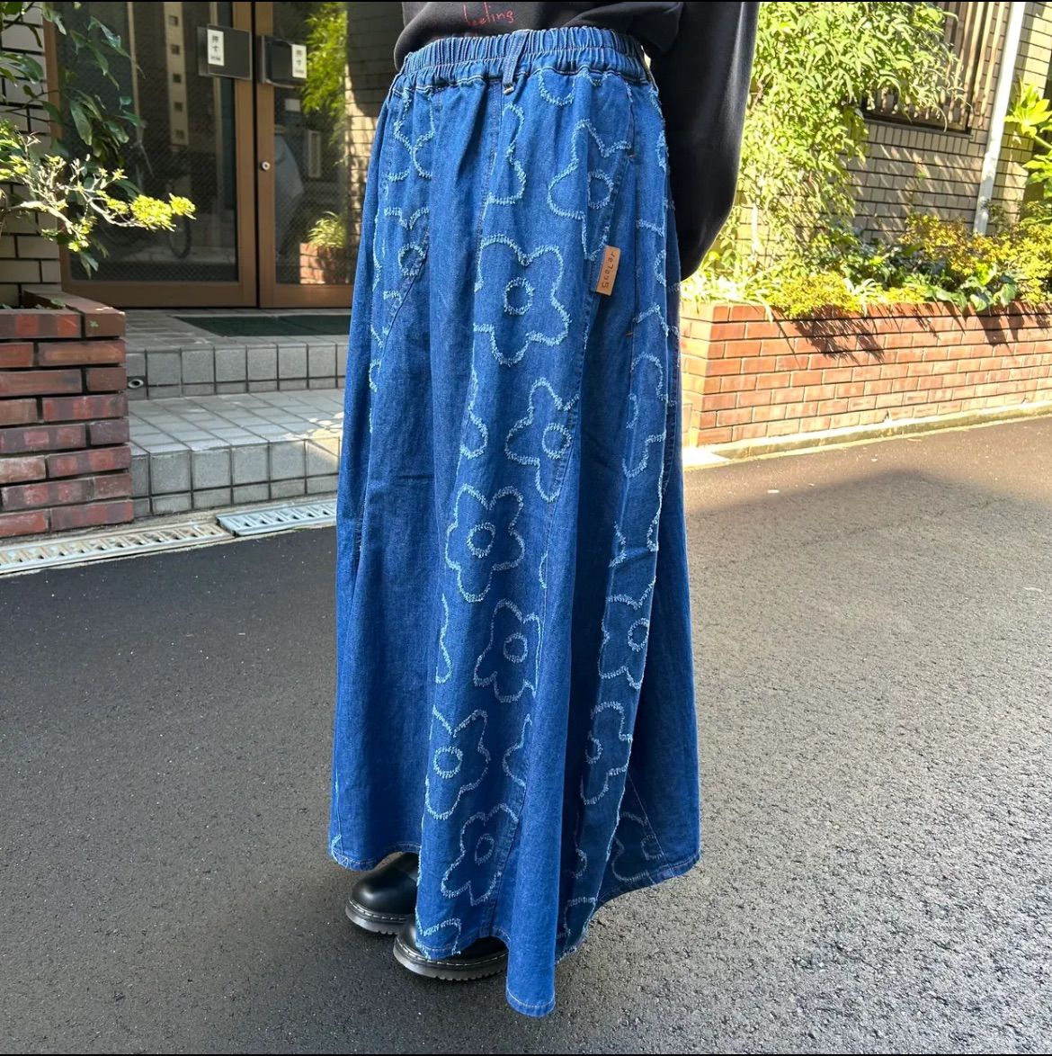 ScoLar お花ジャガードデニムスカート 153753