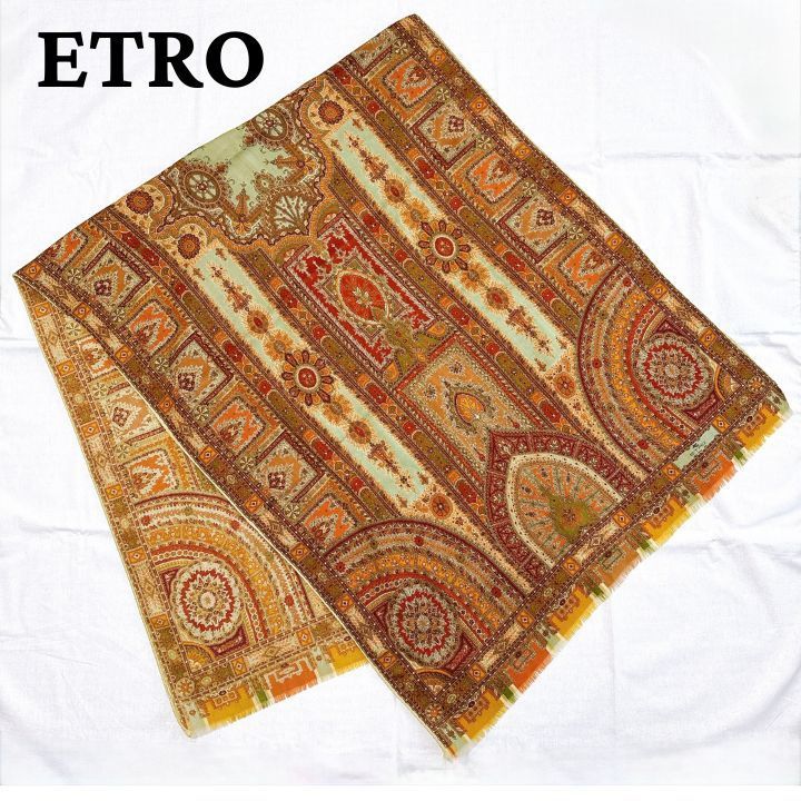 ETRO エトロ フリンジ 総柄 マフラー スカーフ ストール ショール