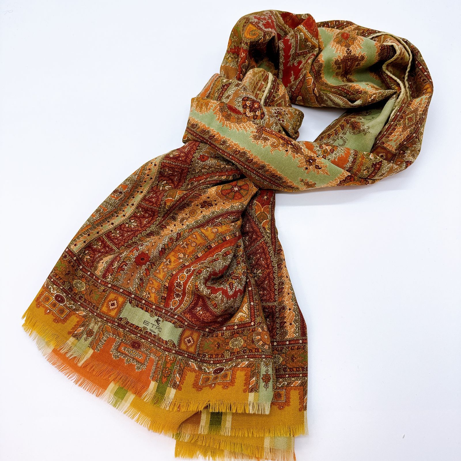 ETRO エトロ フリンジ 総柄 マフラー スカーフ ストール ショール