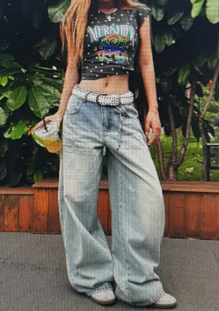 海外配送 ライトブルー ウォッシュ ワイド デニム パンツ