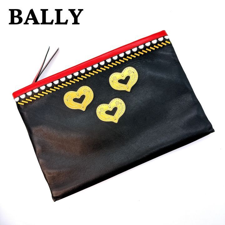 昭和レトロ　中嶋製作所　Heart&Heart　たわし　もぐらのハリー　バッジ BALLY バリー SYRAL.MC クラッチバッグ ハートモチーフ 黒 レザー