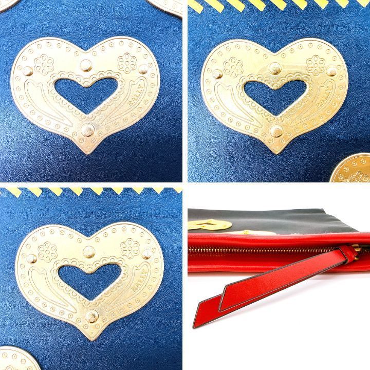 BALLY バリー SYRAL.MC クラッチバッグ ハートモチーフ 黒 レザー