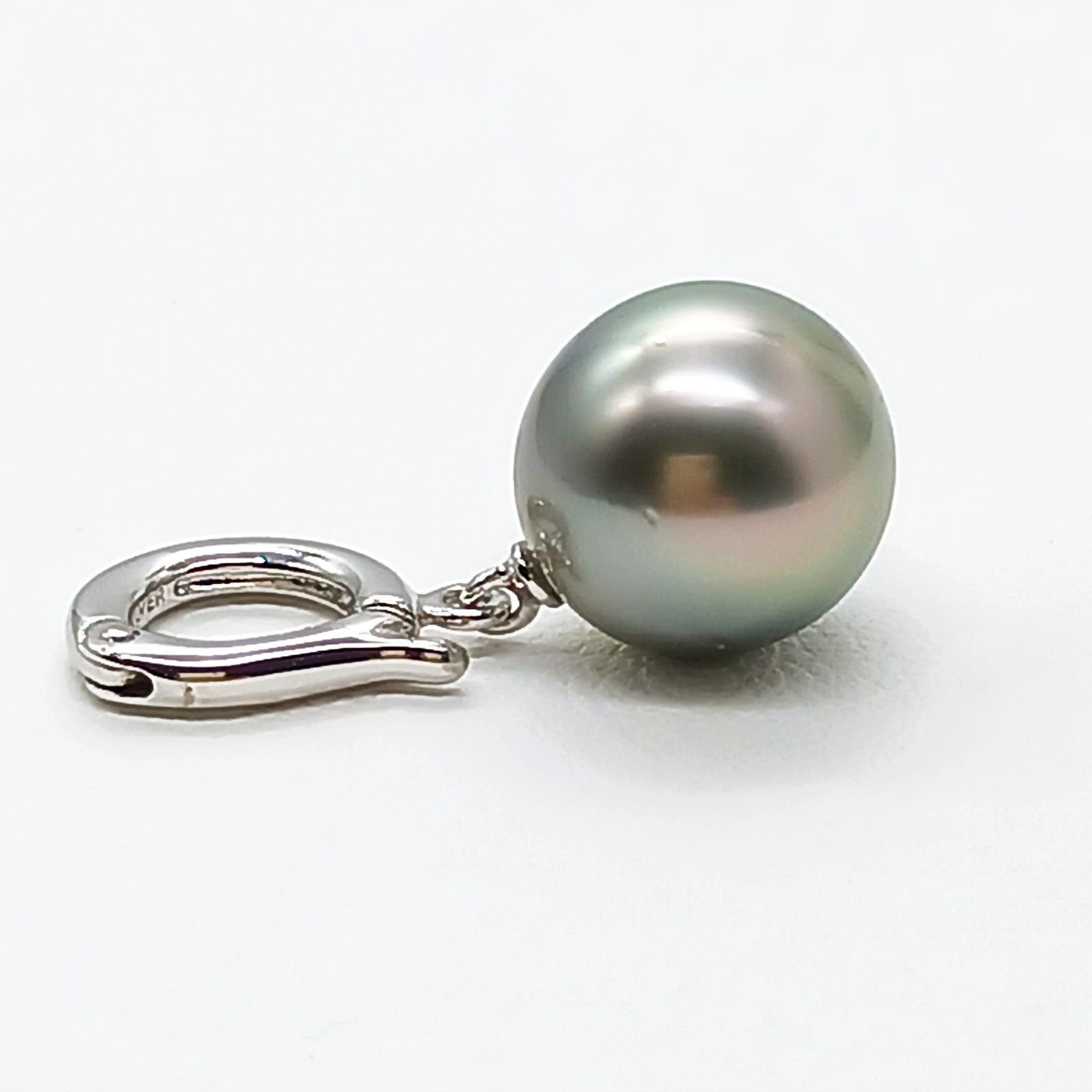 SKパール SV南洋黒蝶真珠クリッカー式ペンダントトップ 照りの良い10 6ミリ グレー パールペンダントトップ 商品番号14 846