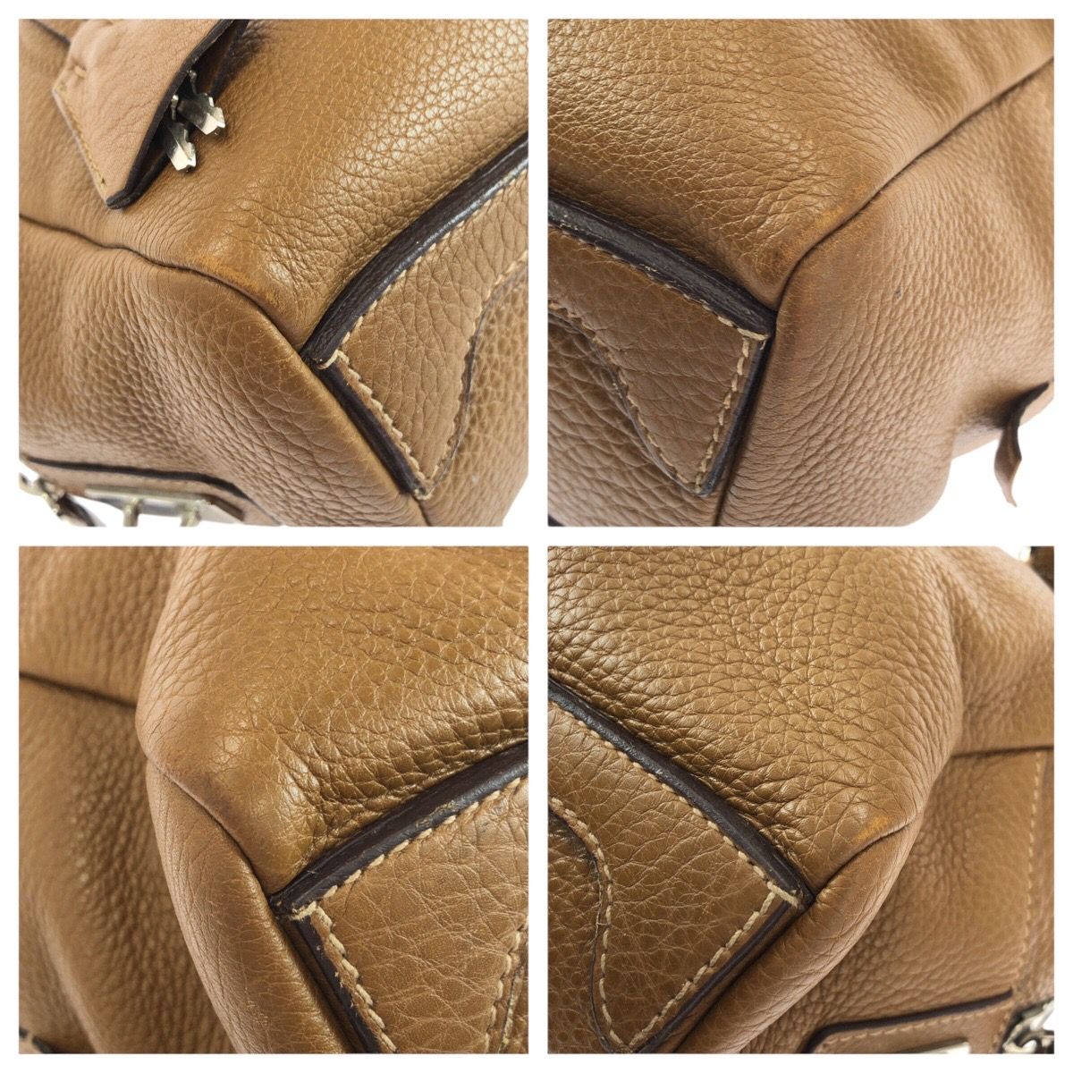 美品 PRADA プラダ ブラウン シルバー金具 レザー ショルダーバッグ