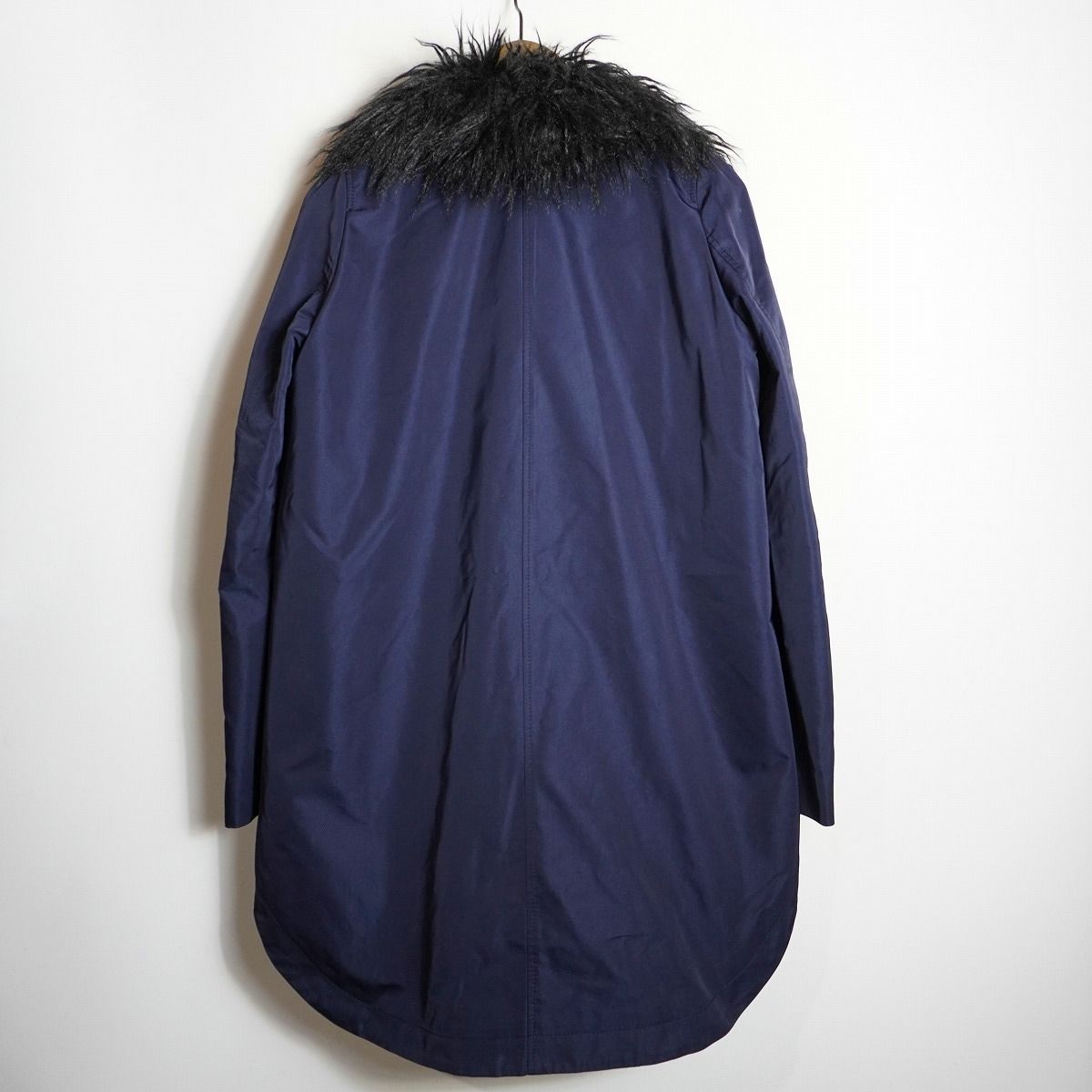 正規 N°21 ヌメロ ヴァントゥーノ テクニカル ナイロン ロング コート ライナー付き イタリア製 ファー 黒 紺 サイズ40 310 P
