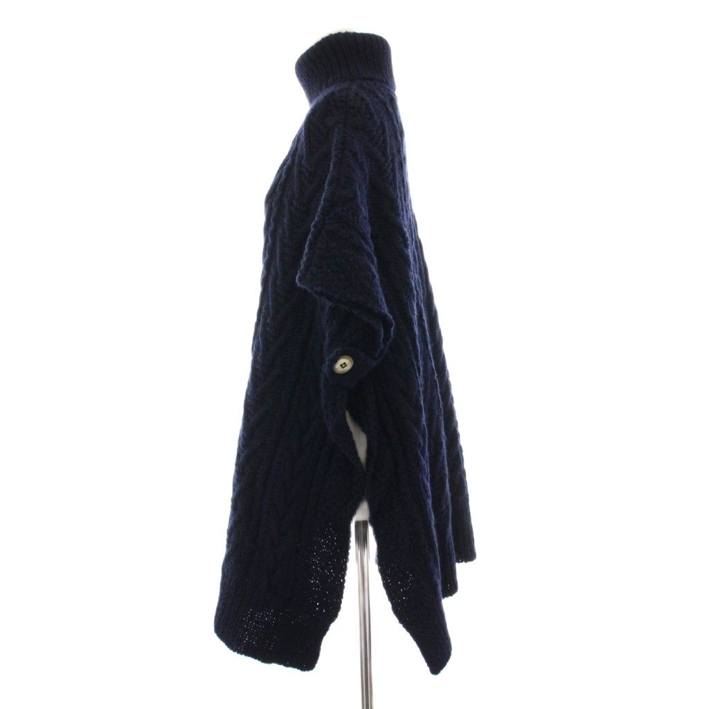 フォーティーファイブアールピーエム 45 R rpm ニットポンチョ タートルネック ウール 紺 5109075 KH