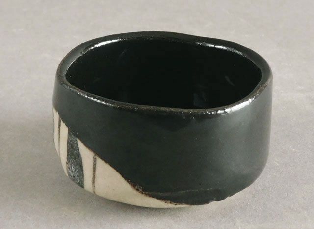 人間国宝 加藤 卓男 黒織部 酒杯 ぐい呑