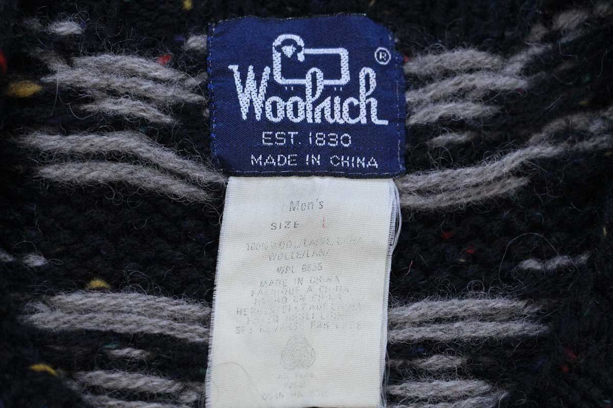 80s Woolrichウールリッチ フォークロア柄 ネップ入り ウールニット
