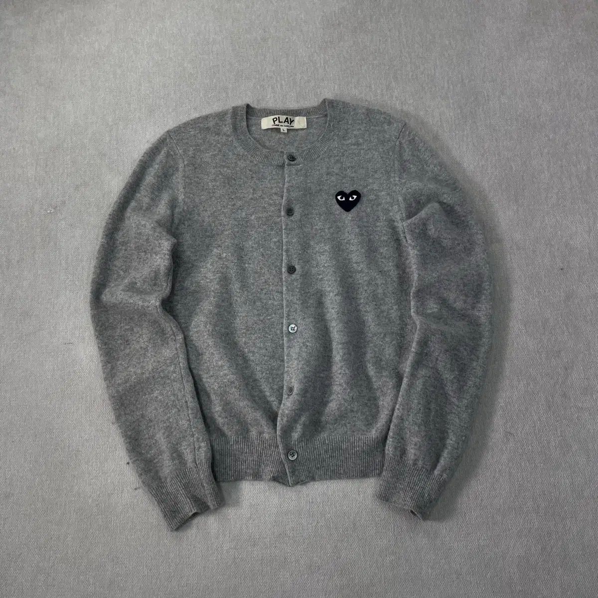 W 95 コム デ ギャルソン ハート ワッペン ウール カーディガン