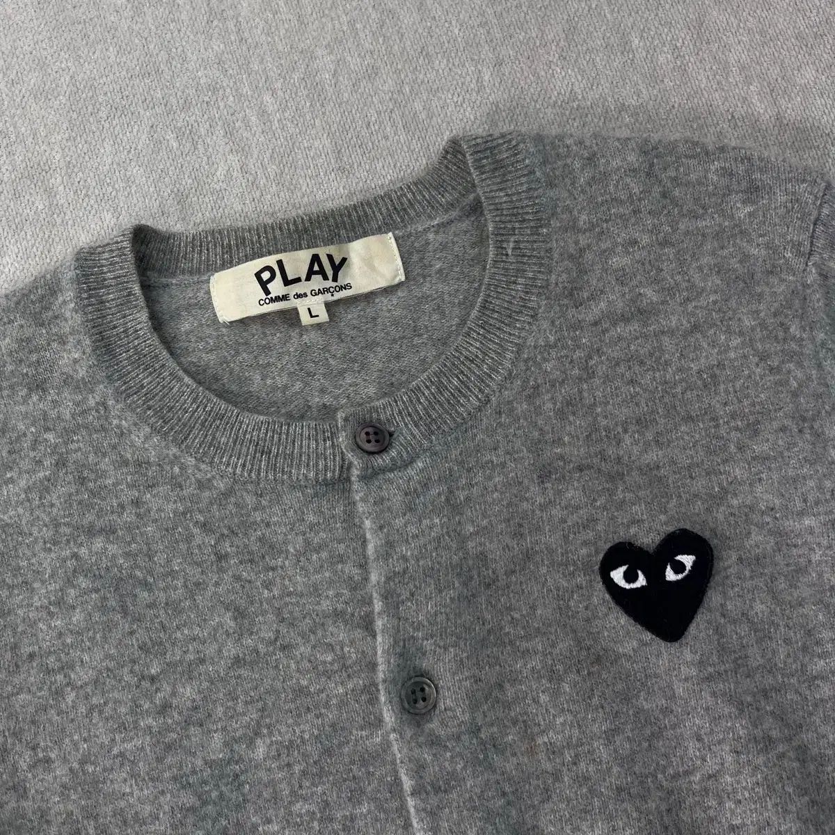 W 95 コム デ ギャルソン ハート ワッペン ウール カーディガン