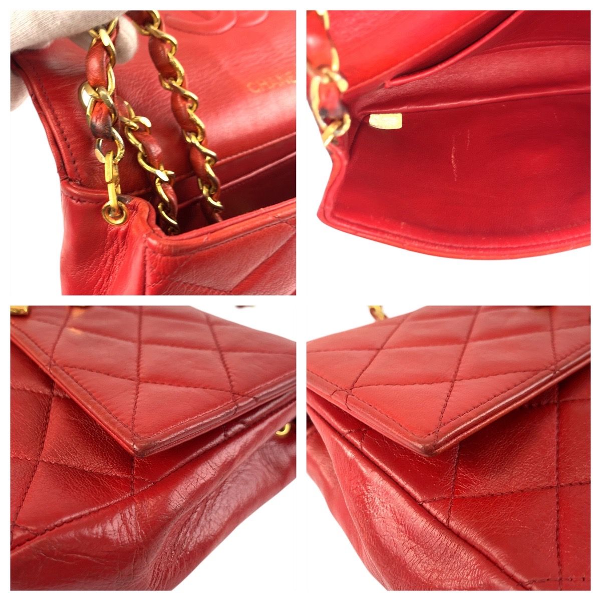 CHANEL シャネル ヴィンテージ マトラッセ デカココ レッド ゴールド