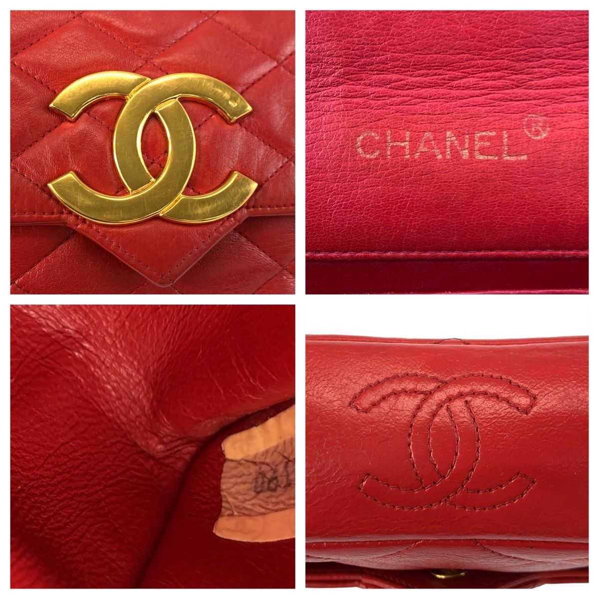 CHANEL シャネル ヴィンテージ マトラッセ デカココ レッド ゴールド