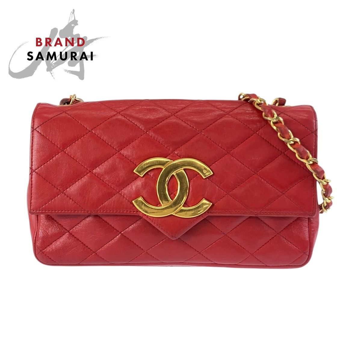 CHANEL シャネル ヴィンテージ マトラッセ デカココ レッド ゴールド